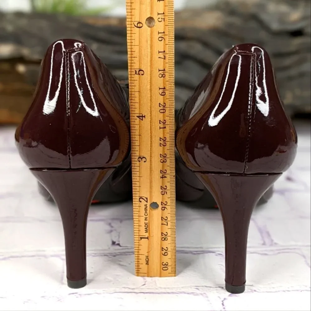 Rockport Total Motion 75mm Wine Burgundy Patent Pointed Toe Pump Heel
